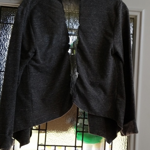 Gray short jacket with lace in back - Picture 2 of 2